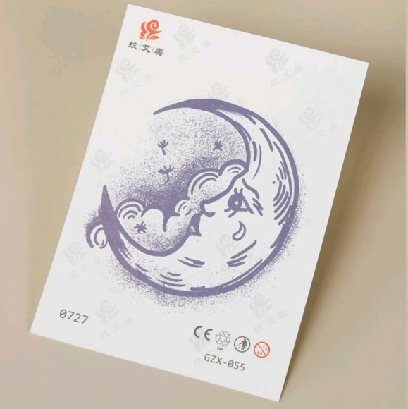 🍉5 for $25* Crescent Moon Temporary Pectin Tattoo - Picture 3 of 6